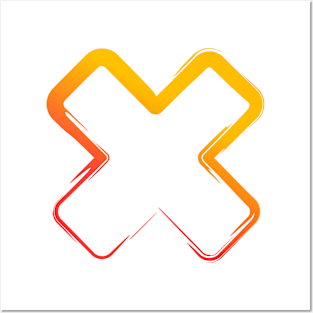 Simple Abstract Cross X Design Red Orange Posters and Art